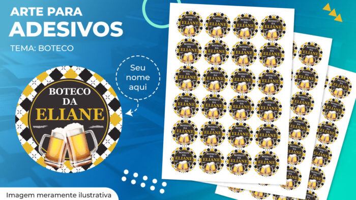 Arte para adesivos personalizados - Tema Boteco