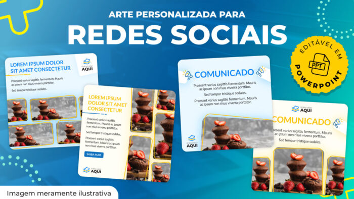 Kit com 4 artes digitais para as redes sociais - Modelo 3 - Editável em PowerPoint