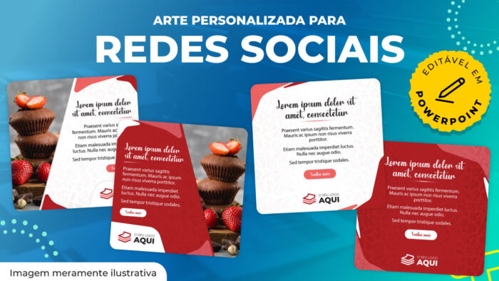 Kit com 4 artes digitais para as redes sociais - Modelo 1 - Editável em PowerPoint