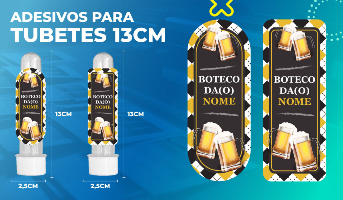 Adesivos para tubete de 13cm - 60 unidades - Boteco