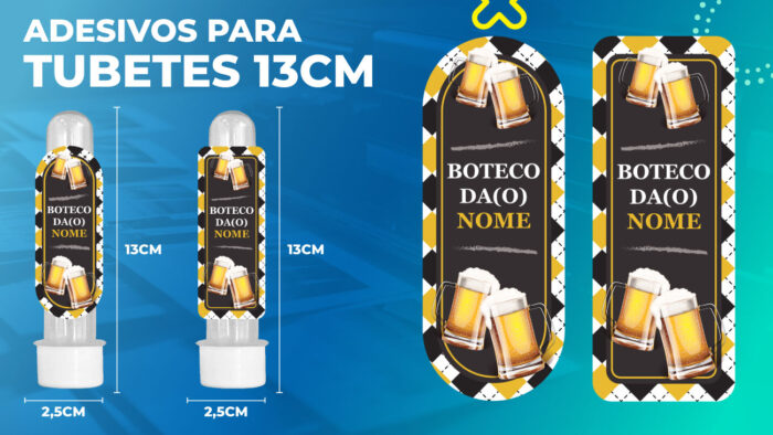 Adesivos para tubete de 13cm - 60 unidades - Boteco
