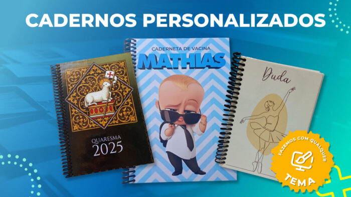 Caderno personalizado Capa dura - Tamanho 10x15cm - 100 folhas (200 páginas)
