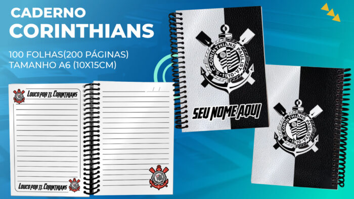 Caderno Corinthians Capa dura - Personalizado