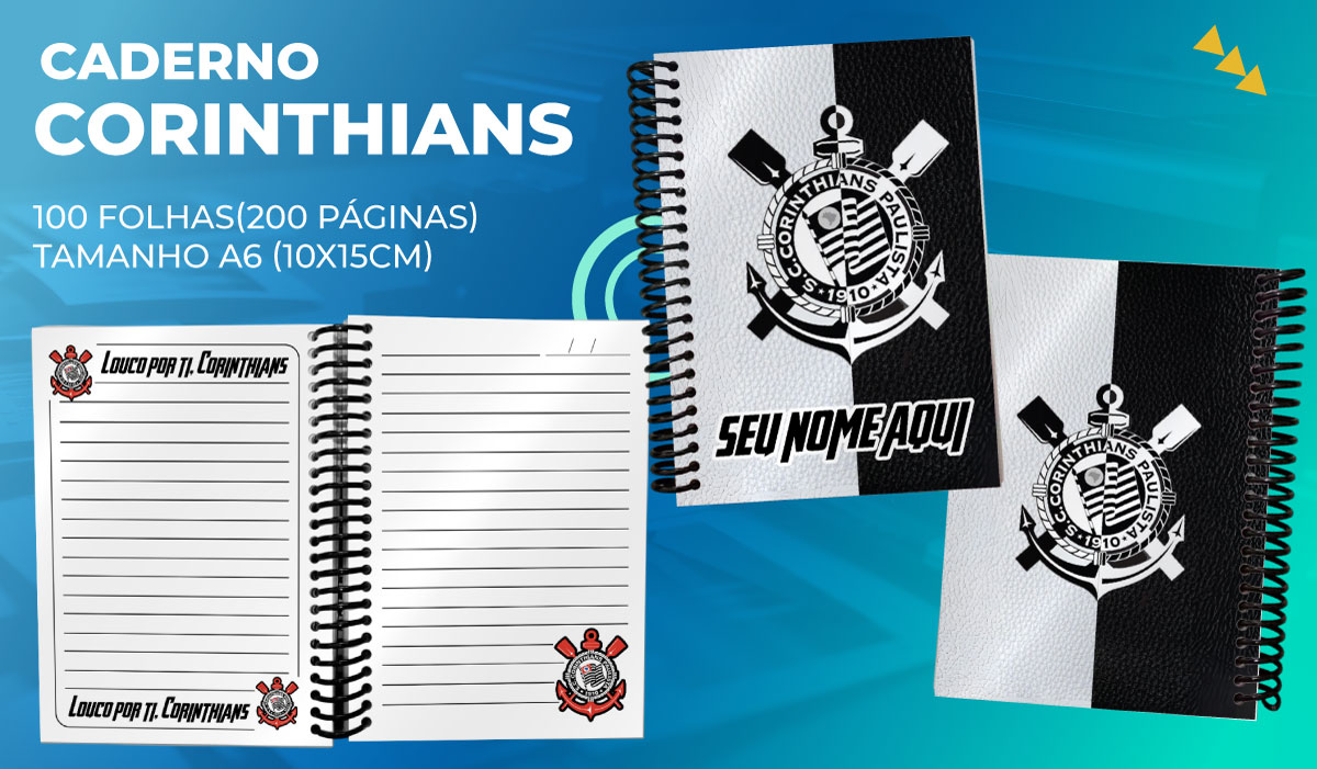 Caderno Corinthians Capa dura - Personalizado