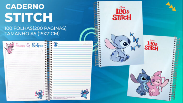 Caderno Stitch e Angel Capa dura