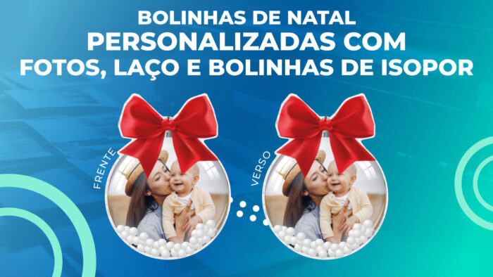 Kit com 10 Bolinhas de natal personalizada com foto, laço e bolinhas de isopor
