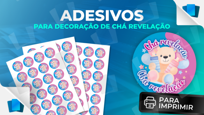 Adesivos para chá revelação - Cartela com 24 unidades de 4cm cada