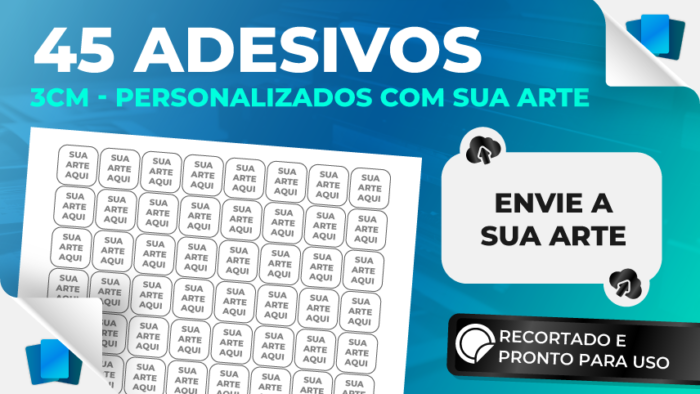 45 adesivos de 3cm personalizados - ENVIE SUA ARTE
