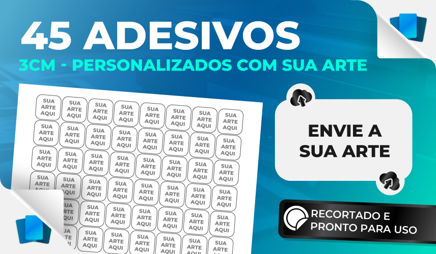 45 adesivos de 3cm personalizados - ENVIE SUA ARTE