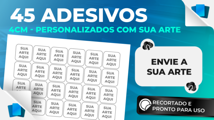 45 adesivos de 4cm personalizados - ENVIE SUA ARTE