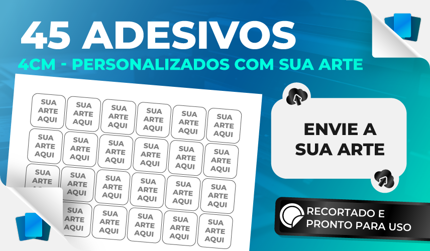 45 adesivos de 4cm personalizados - ENVIE SUA ARTE