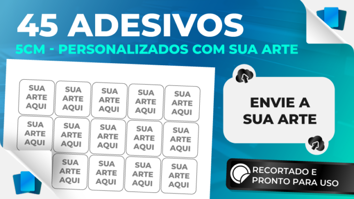 45 adesivos de 5cm personalizados - ENVIE SUA ARTE