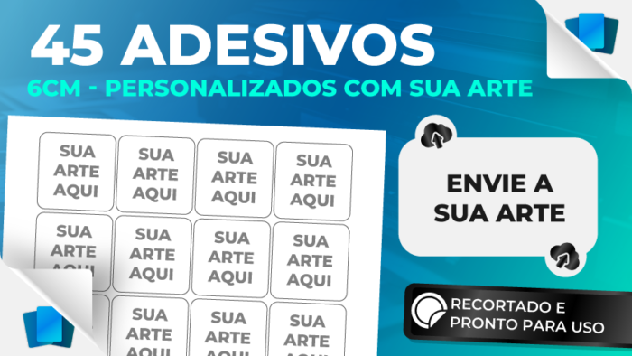 45 adesivos de 6cm personalizados - ENVIE SUA ARTE