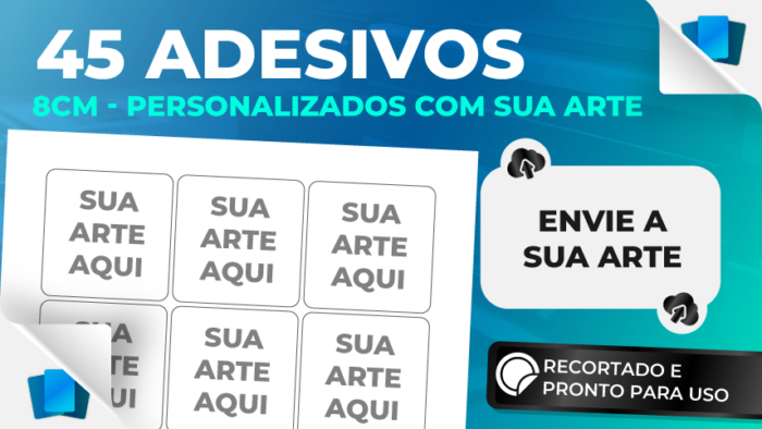45 adesivos de 8cm personalizados - ENVIE SUA ARTE
