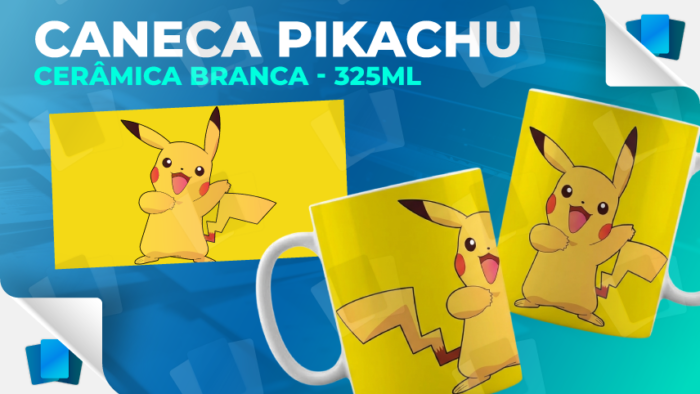 Caneca Pikachu - Pokémon - Branca - 325ml