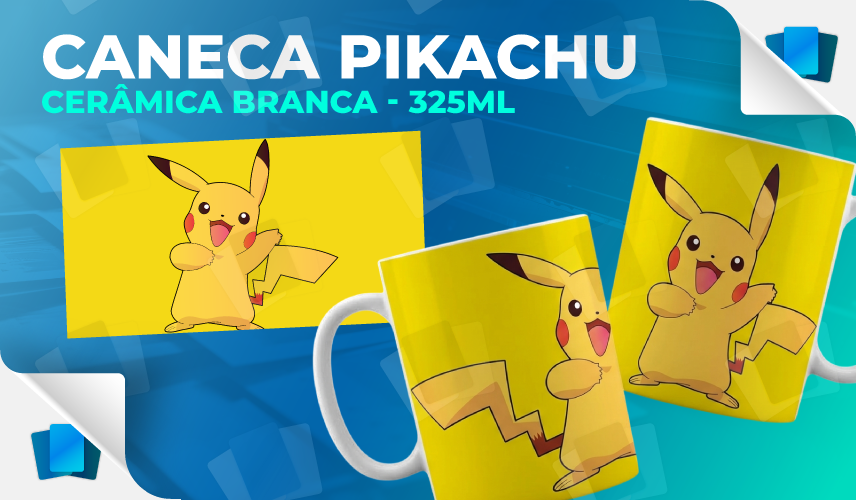 Caneca Pikachu - Pokémon - Branca - 325ml