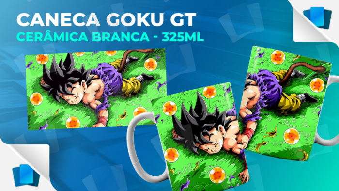 Caneca Goku e Shenlong - DragonBall GT - Branca - 325ml