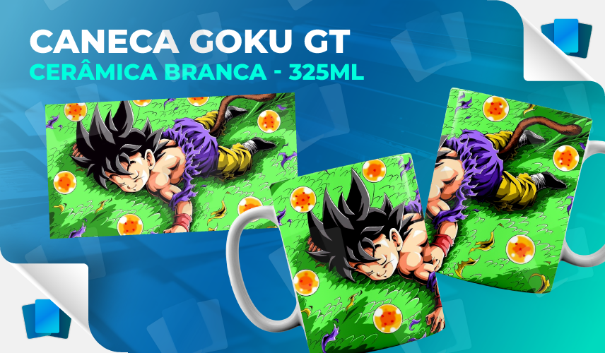 Caneca Goku e Shenlong - DragonBall GT - Branca - 325ml