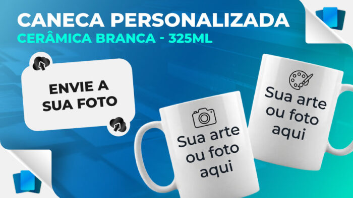 Caneca Personalizada com sua foto ou arte - Branca - 325ml