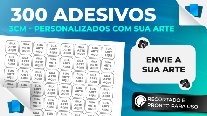 300 adesivos de 3cm personalizados - ENVIE SUA ARTE