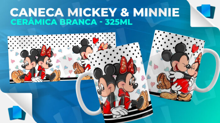 Caneca Mickey & Minnie - Branca - 325ml