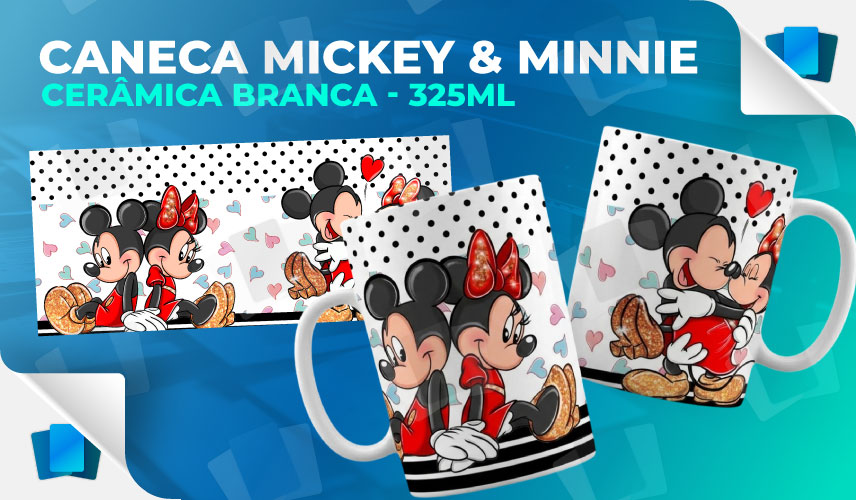 Caneca Mickey & Minnie - Branca - 325ml