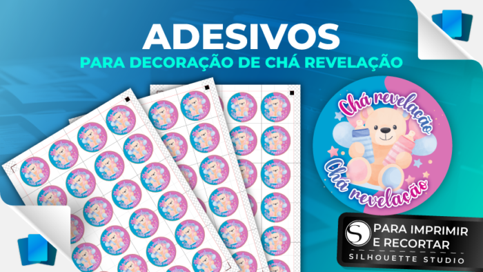 Adesivos para chá revelação - Cartela com 24 unidades de 4cm cada | SILHOUETTE STUDIO