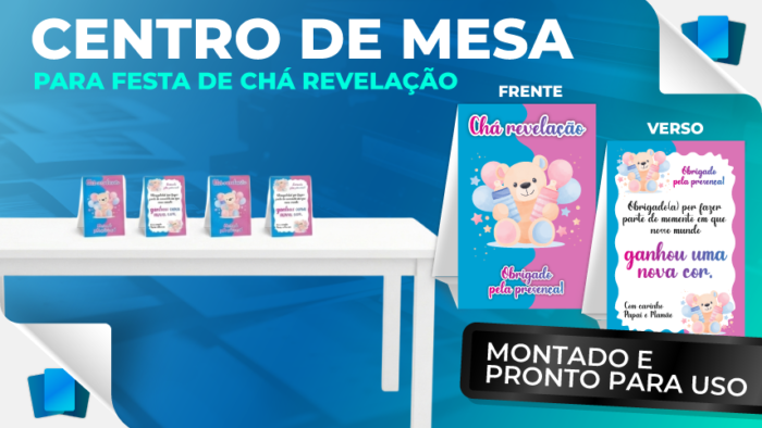 Kit 10 Centros de mesa pequeno (8x12cm) - PAPEL - Chá revelação