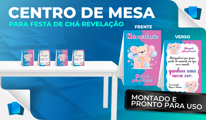 Kit 10 Centros de mesa pequeno (8x12cm) - PAPEL - Chá revelação