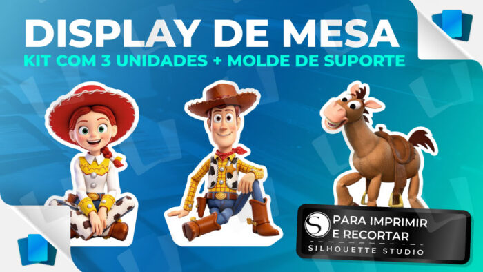 Kit 3 Display de mesa Toy Story - Com Suporte - Para Imprimir e Recortar