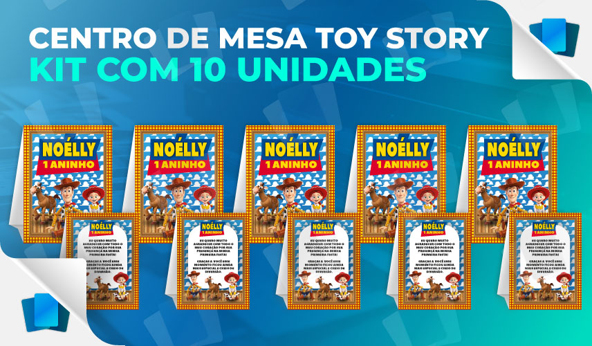 Kit 10 Centros de mesa Toy Story frente e verso