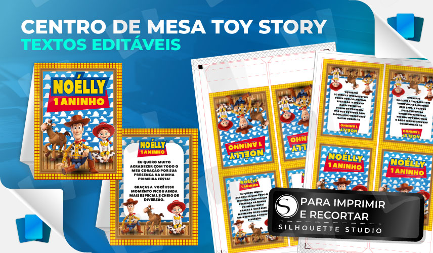 Centro de mesa Toy Story frente e verso - PARA IMPRIMIR - Editável no SIlhouette Studio
